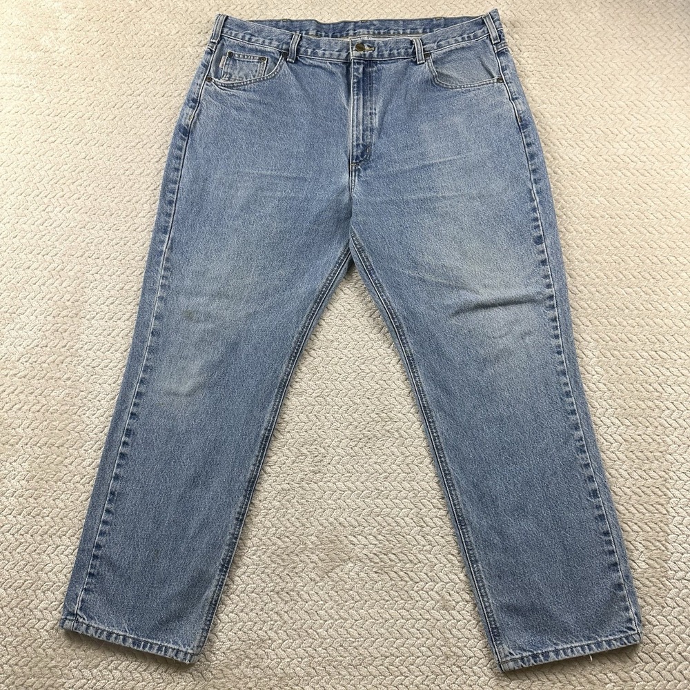 VTG Carhartt Men's Denim blue‎ Jeans Straight Fit 42x30 Workwear Grunge Revival